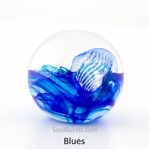 Cremation Orbs in Glass - Ash Orbs - Blue