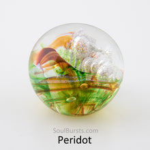 Load image into Gallery viewer, Cremation Orbs in Glass - Ash Orbs - Green Yellow Peridot