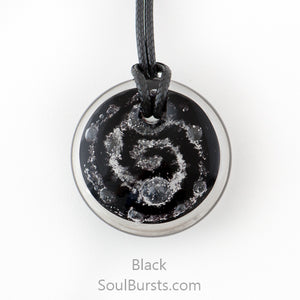 Glass Pendant with Ashes - Cremation Jewelry - Black