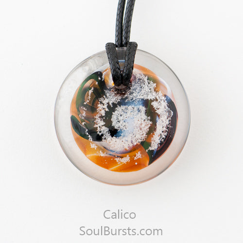Glass Pendant with Ashes - Cremation Jewelry - Calico