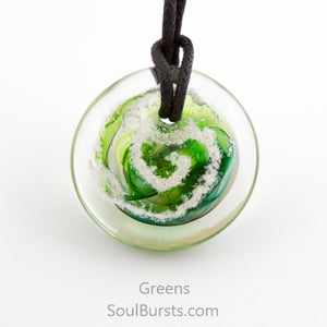 Glass Pendant with Ashes - Cremation Jewelry - Green