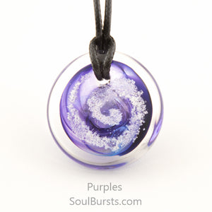 Glass Pendant with Ashes - Cremation Jewelry - Purple