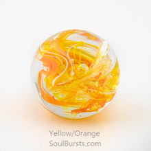 Load image into Gallery viewer, Cremation Orbs in Glass - Ash Orbs - Yellow Orange