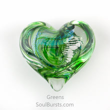 Load image into Gallery viewer, Memorials Glass Heart with Ashes - Green