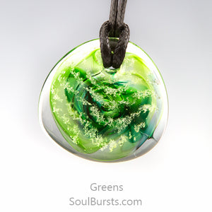 Glass Cremation Necklace - River - Green