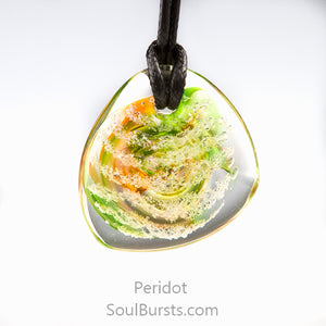 Glass Cremation Necklace - River - Peridot