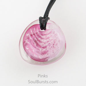 Glass Cremation Necklace - River - Pink