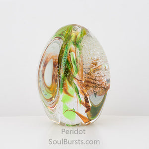 Glass Cremation Keepsakes - Green Orange Peridot Soul Dance