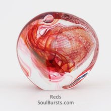 Load image into Gallery viewer, Soulbursts Looking glass in Reds with cremation ashes