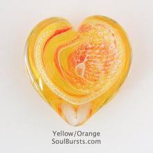 Load image into Gallery viewer, Glass Heart with ashes Yellow/Orange