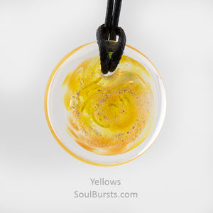 Glass Pendant with Ashes - Cremation Jewelry - Yellow