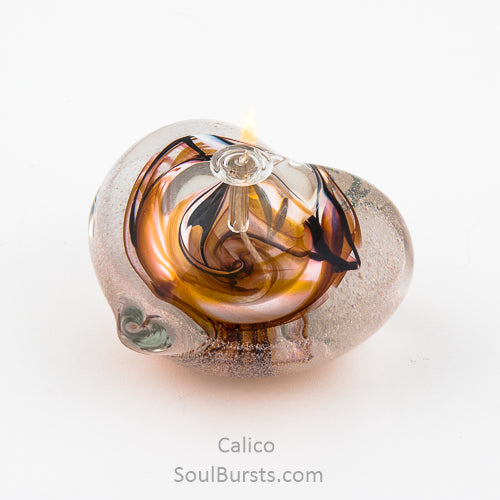 Cremation Glass Heart - Calico