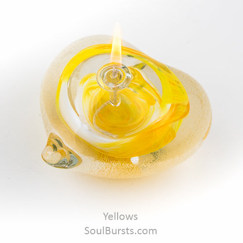 Cremation Glass Heart - Yellow