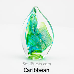 Cremation Ashes in Glass - Green Caribbean Spirit Sail