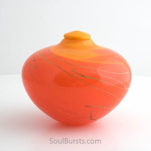 Orange Glass Urn for Ashes