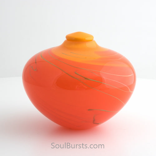 Orange Glass Urn for Ashes