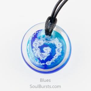 Glass Pendant with Ashes - Cremation Jewelry - Blue