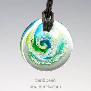 Glass Pendant with Ashes - Cremation Jewelry - Caribbean