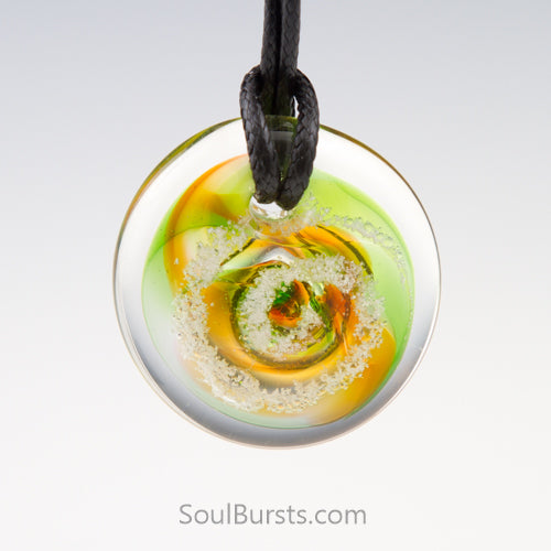 Glass Pendant with Ashes - Cremation Jewelry - Peridot