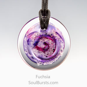 Glass Pendant with Ashes - Cremation Jewelry - Fuchsia