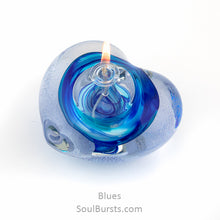 Load image into Gallery viewer, Cremation Glass Heart keepsake with ashes - Blue