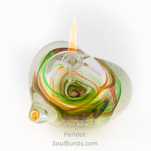 Cremation Glass Heart - Green Yellow Peridot