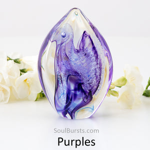 Cremation keepsake with Ashes in Glass - Purple Spirit Sail