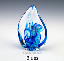 Load image into Gallery viewer, Cremation keepsake with Ashes in Glass - Blue Spirit Sail