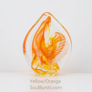 Cremation Ashes in Glass - Yellow + Orange Spirit Sail