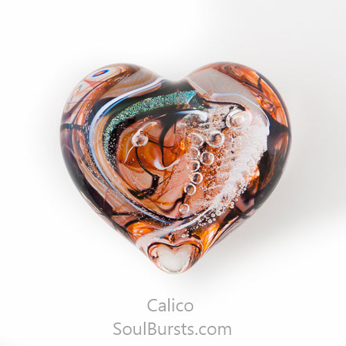 Glass Heart with Ashes - Calico
