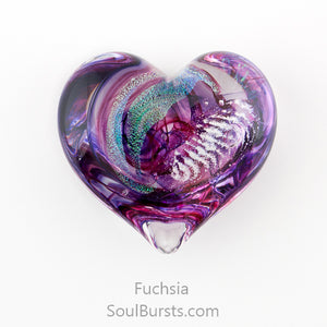 Glass Heart with Ashes - Purple Fuchsia