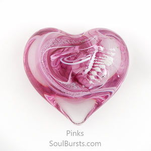Glass Heart with Ashes - Pink