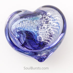 Glass Heart with Ashes - Blue