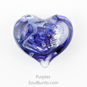 Glass Heart with Ashes - Purple