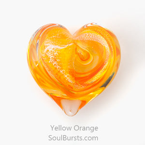 Glass Heart with Ashes - Orange