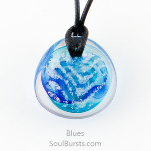 Glass Cremation Necklace - River - Blue