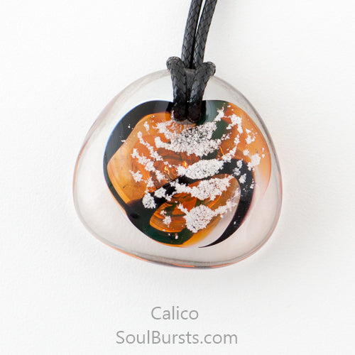 Glass Cremation Necklace - River - Calico