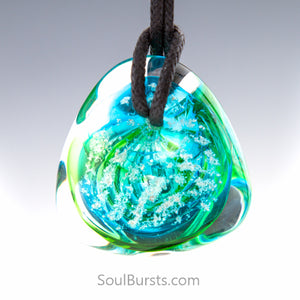 Glass Cremation Necklace - River - Caribbean 1