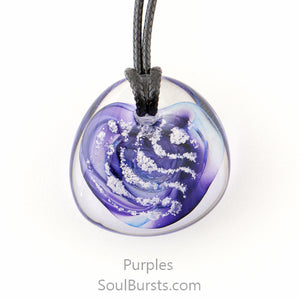 Glass Cremation Necklace - River - Purple