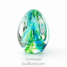 Load image into Gallery viewer, Glass Cremation Keepsakes - Green Caribbean Soul Dance
