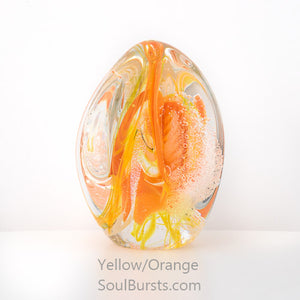 Glass Cremation Keepsakes - Orange Yellow Soul Dance