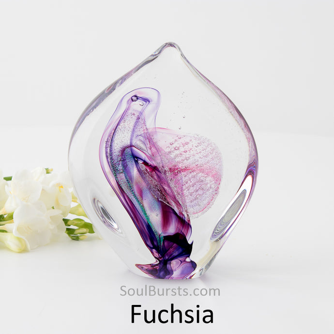 Cremation Ashes in Glass - Purple Fuchsia Spirit Sail
