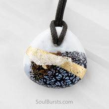 Load image into Gallery viewer, Glass Cremation Pendant - Whisper - Black, White, Gold