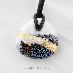 Glass Cremation Pendant - Whisper - Black, White, Gold